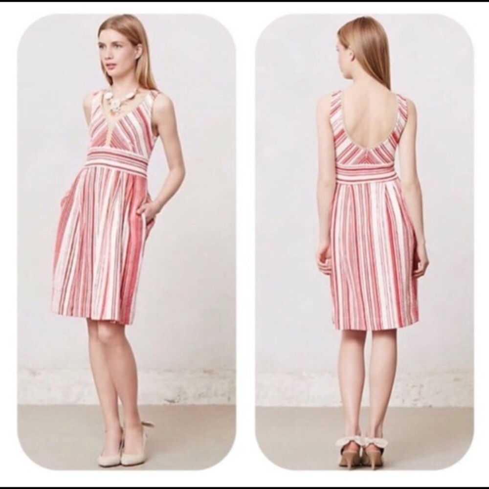 Anthropolgie Postmark Poppy Red Stripe Dress
